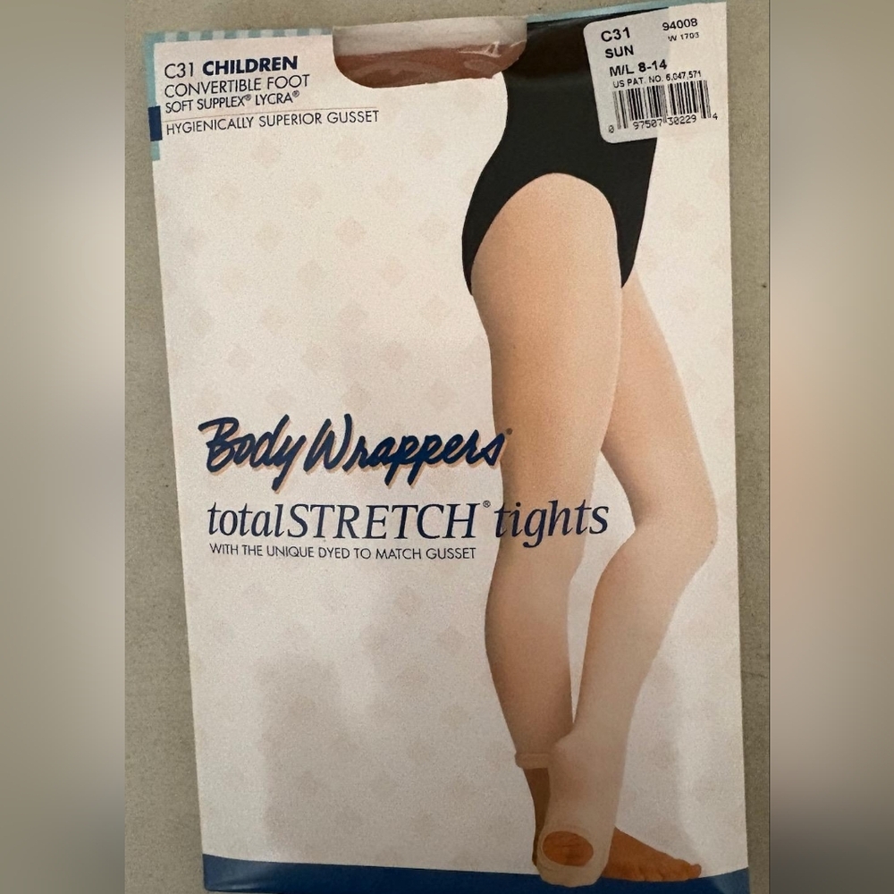 Body Wrappers TotalStretch Children's Tights - Suntan, 94008, C31, M/L, Size8-14